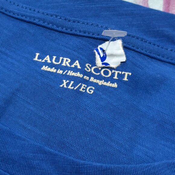 Laura Scott Blue 3/4 Sleeve Tie Front Shirt Top – Size XL NWT - Picture 5 of 5